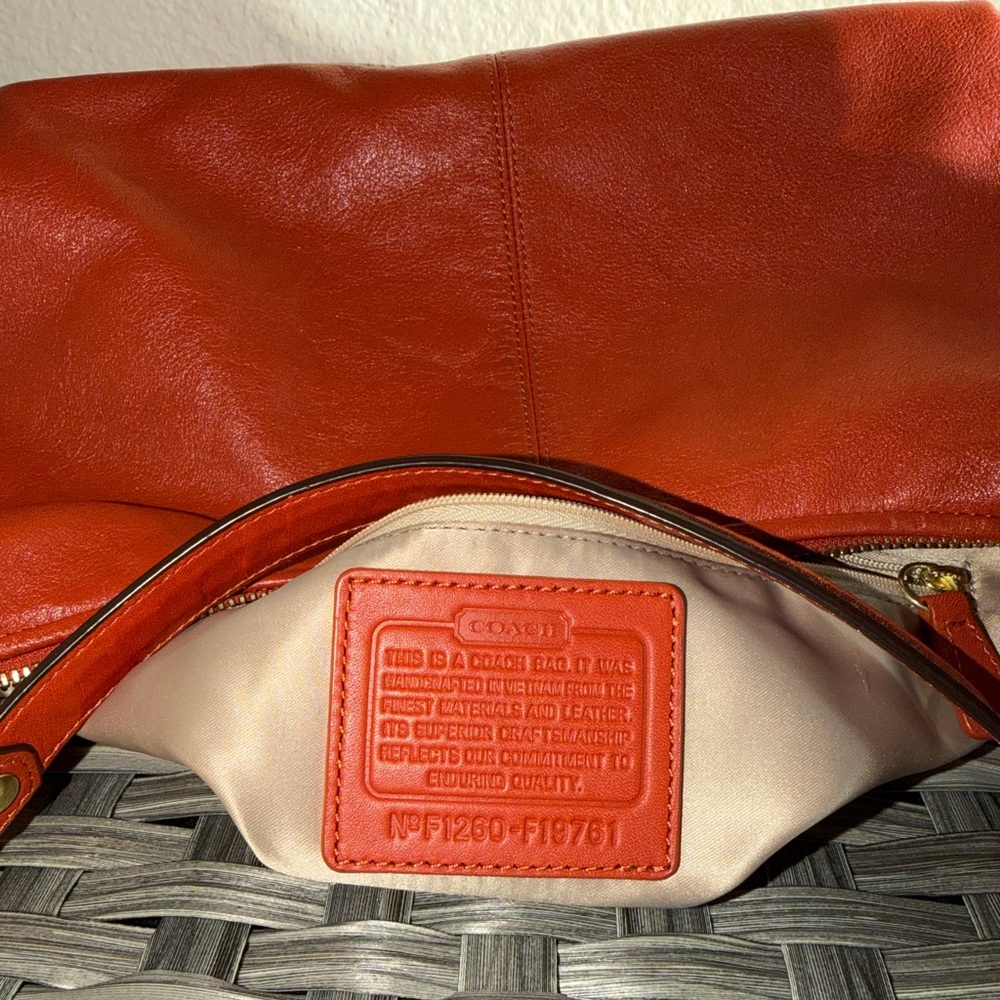 Coach Ashley Leather Convertible Hobo in Orange, Gold Hardware, F19761 - Picture 2 of 16